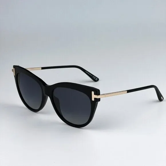 NEW Tom Ford FT0821/S KIRA 01D Black Polarized Gradient Cat Eye Women Sunglasses